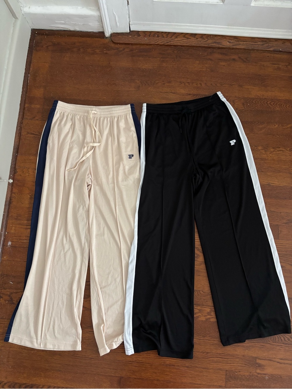 BUNDLE PINK Canvas Cream Sporty Track Suit Bottom Large Black Tan Track Pants